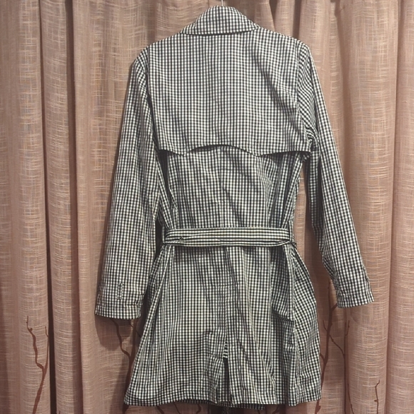 Ralph Lauren Gingham Twill Plaid Twill Double Breasted Rain Coat With Belt - Picture 3 of 13